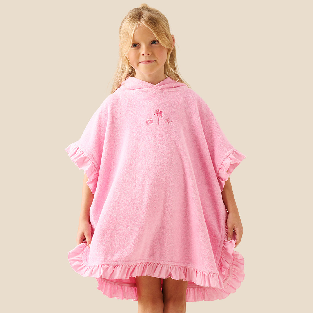 Shelley Embroidered Towelling Poncho - Angel & Rocket