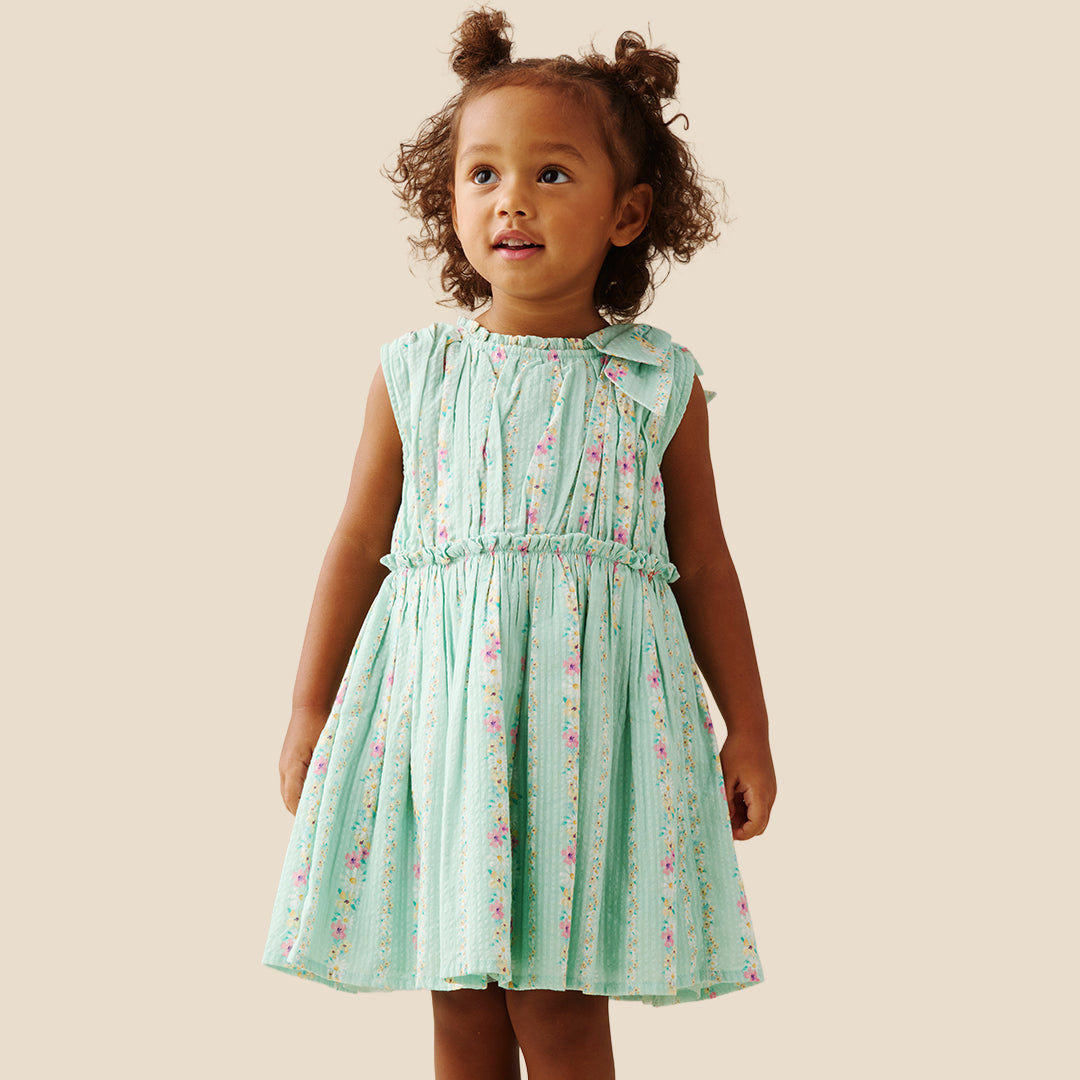 Gianna Floral Stripe Bow Shoulder Dress