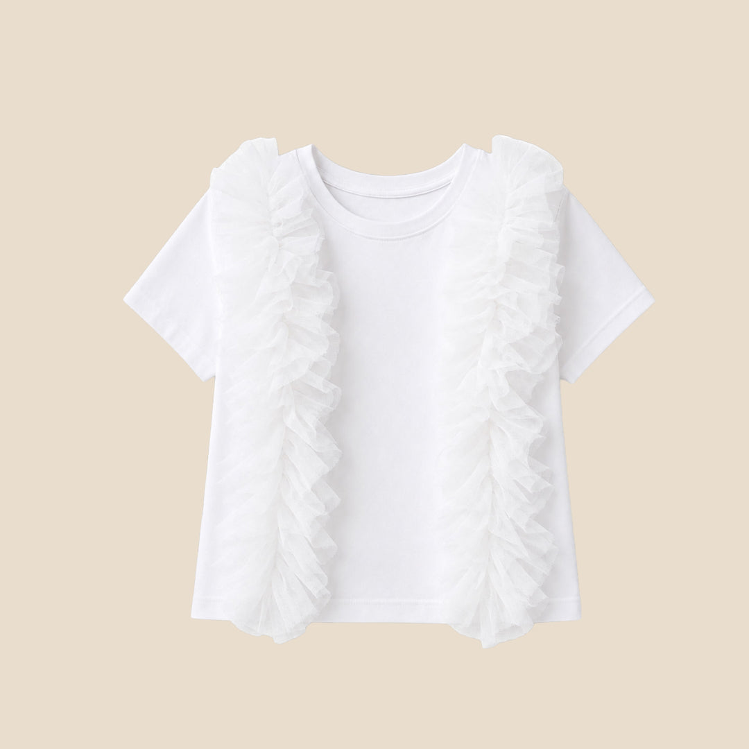 Girls Solid White T-shirts - Angel & Rocket