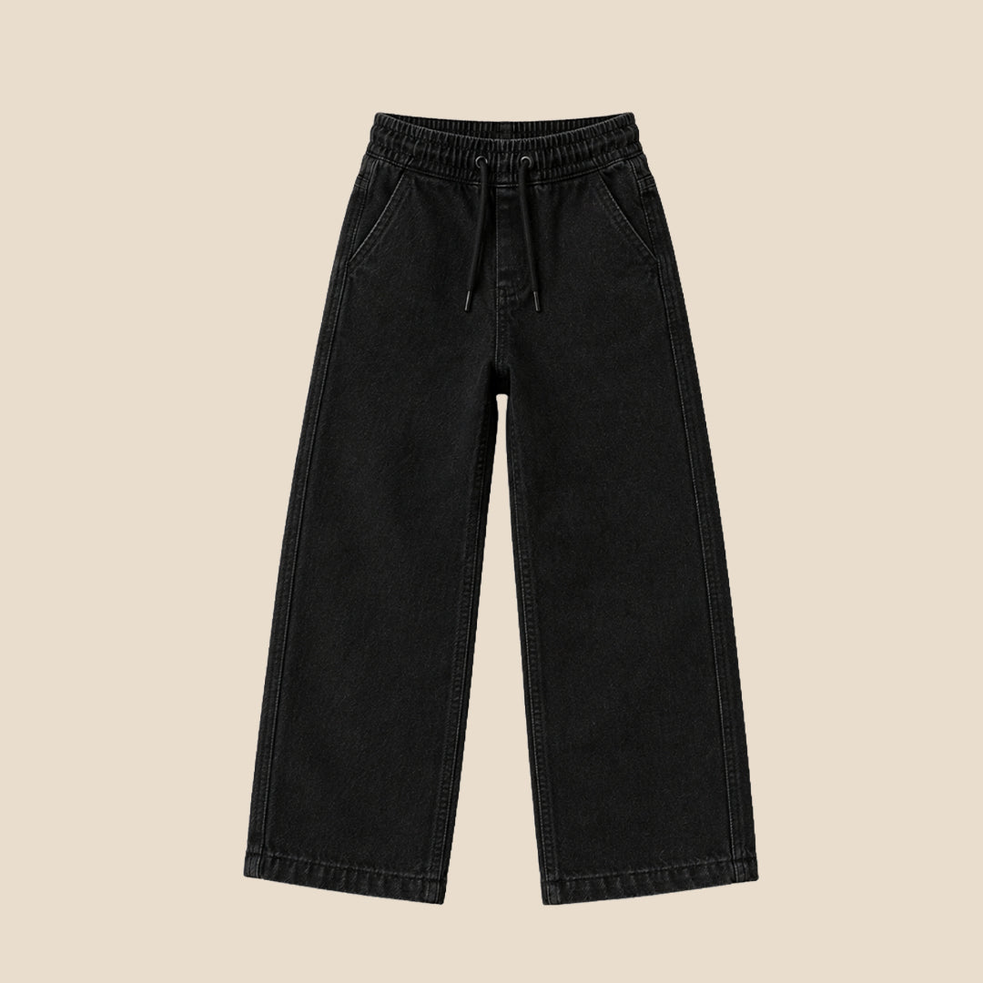 Boys Solid Black Jeans - Angel & Rocket
