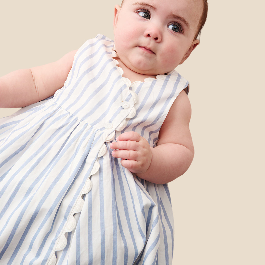 Maggie Stripe Scalloped Dress - Angel & Rocket