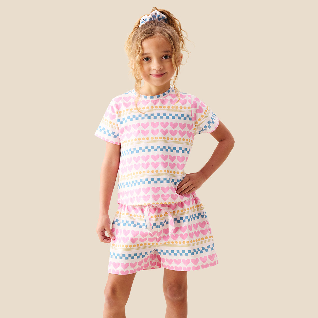 Dana Pink Heart Print Short PJs - Angel & Rocket