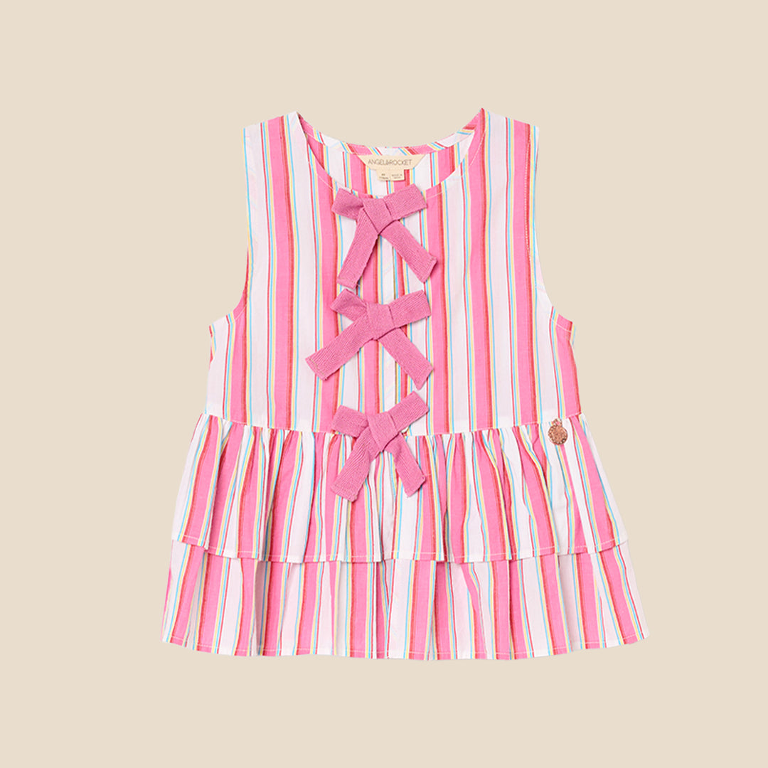 Tammy Stripe Tie Front Waistcoat Top - Angel & Rocket