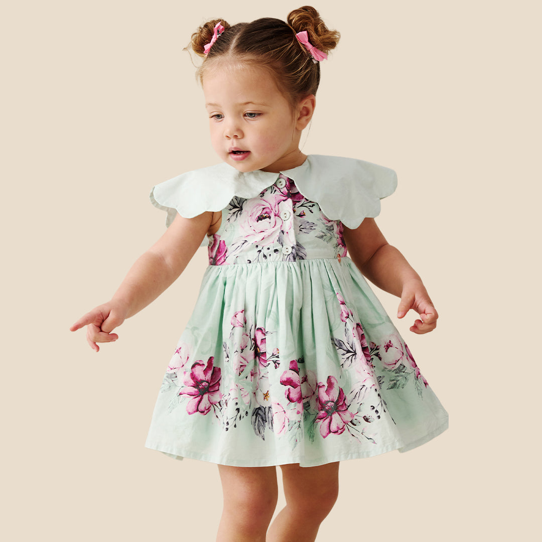 Sybil Mint Scalloped Collar Dress