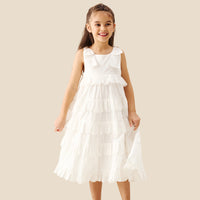 Yasmine Bow Strap Detail Tiered Midaxi Dress