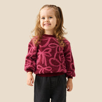 Livia Pink & Burgundy Bow Jumper