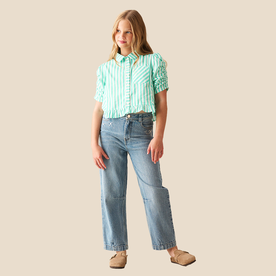 Sammie Stripe Ruffle Hem Shirt - Angel & Rocket