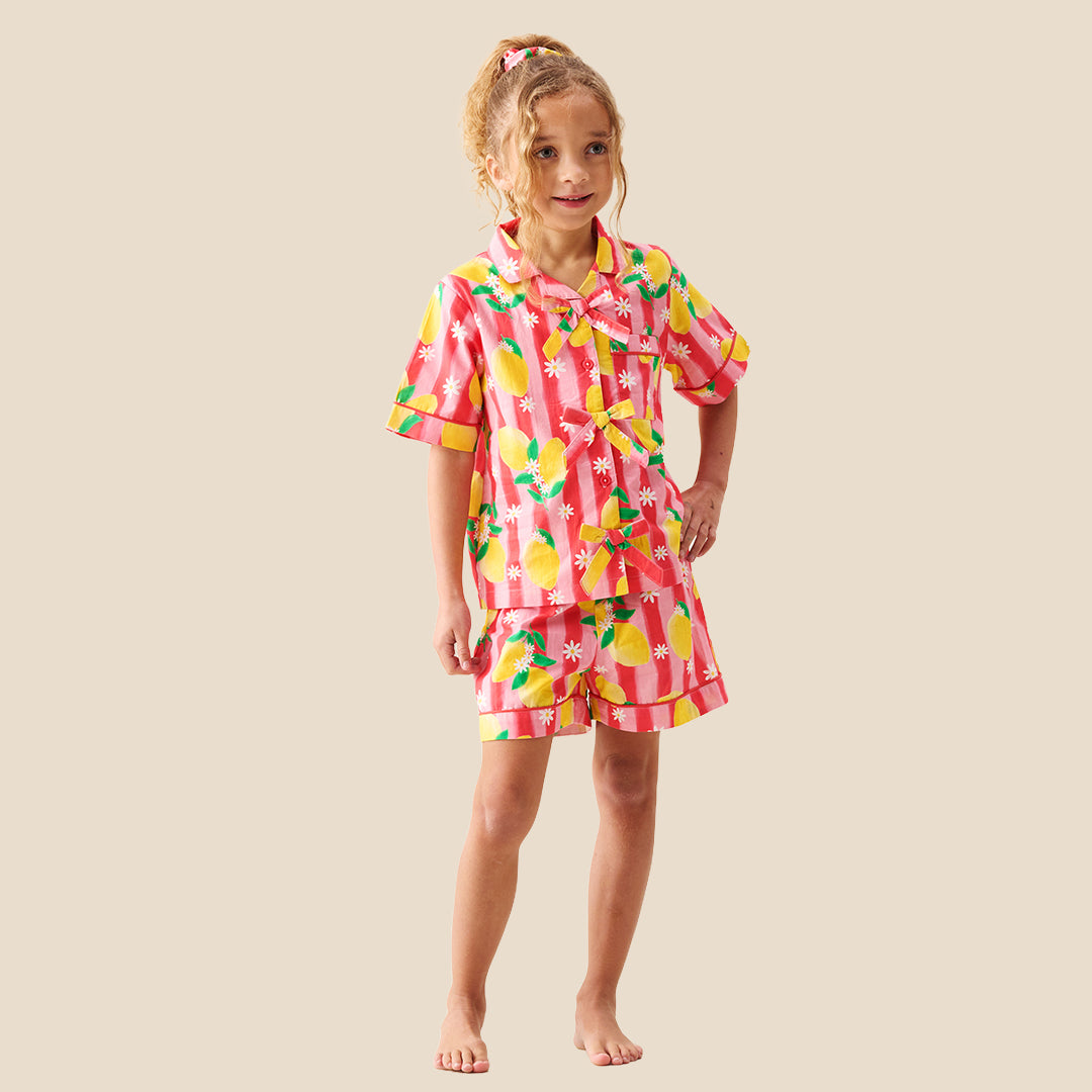 Capri Lemon Print Shirt & Short PJs - Angel & Rocket