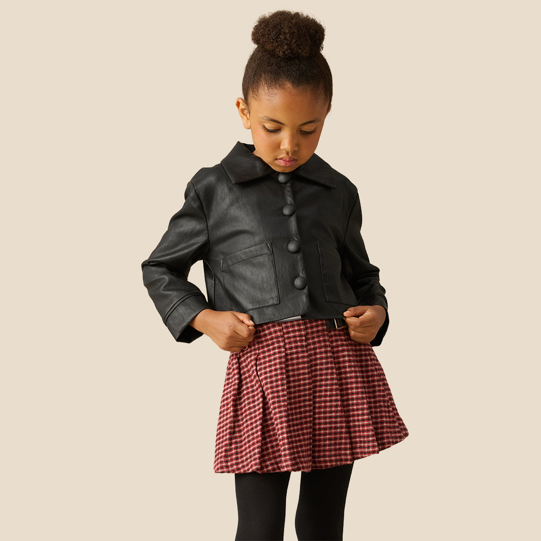 Tara Faux Leather Cropped Jacket