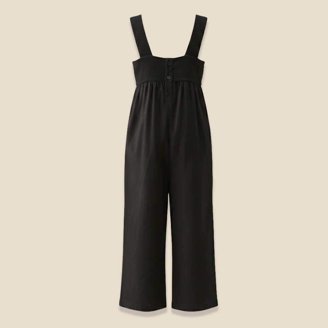 Girls Solid Black Jumpsuit - Angel & Rocket