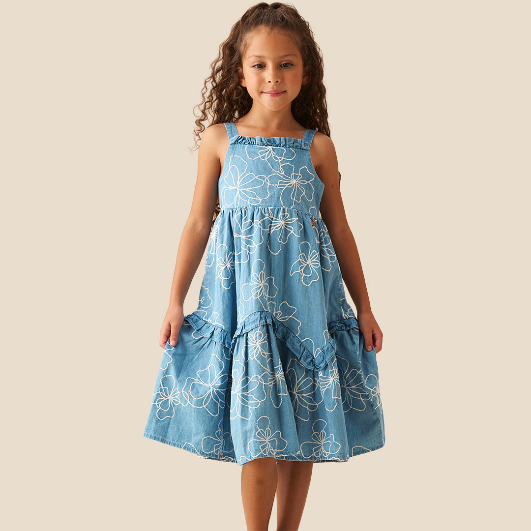 Maya Embroidered Denim Dress - Angel & Rocket