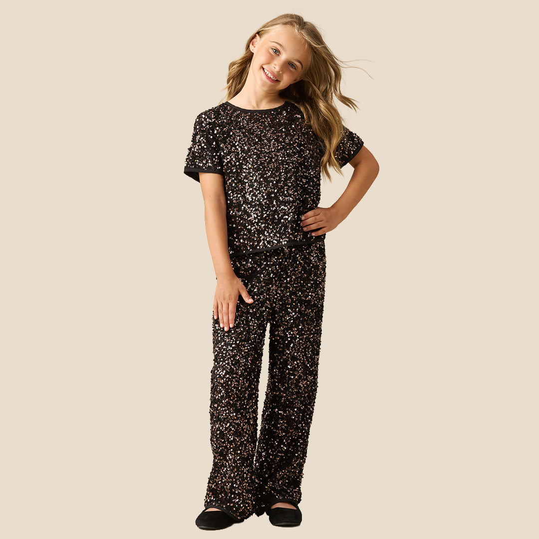 Angel & Rocket Girls Sequin Black Trousers