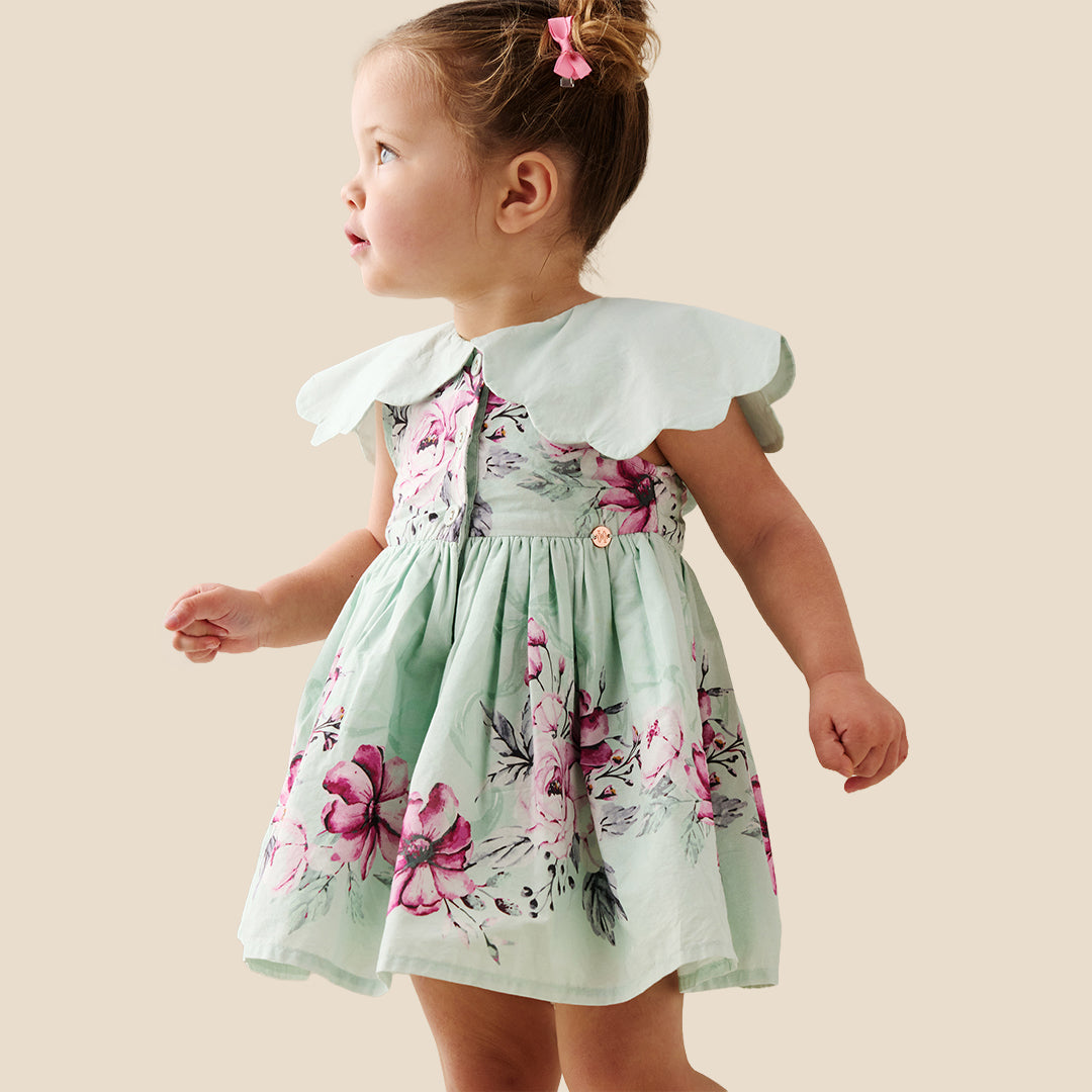 Sybil Mint Scalloped Collar Dress