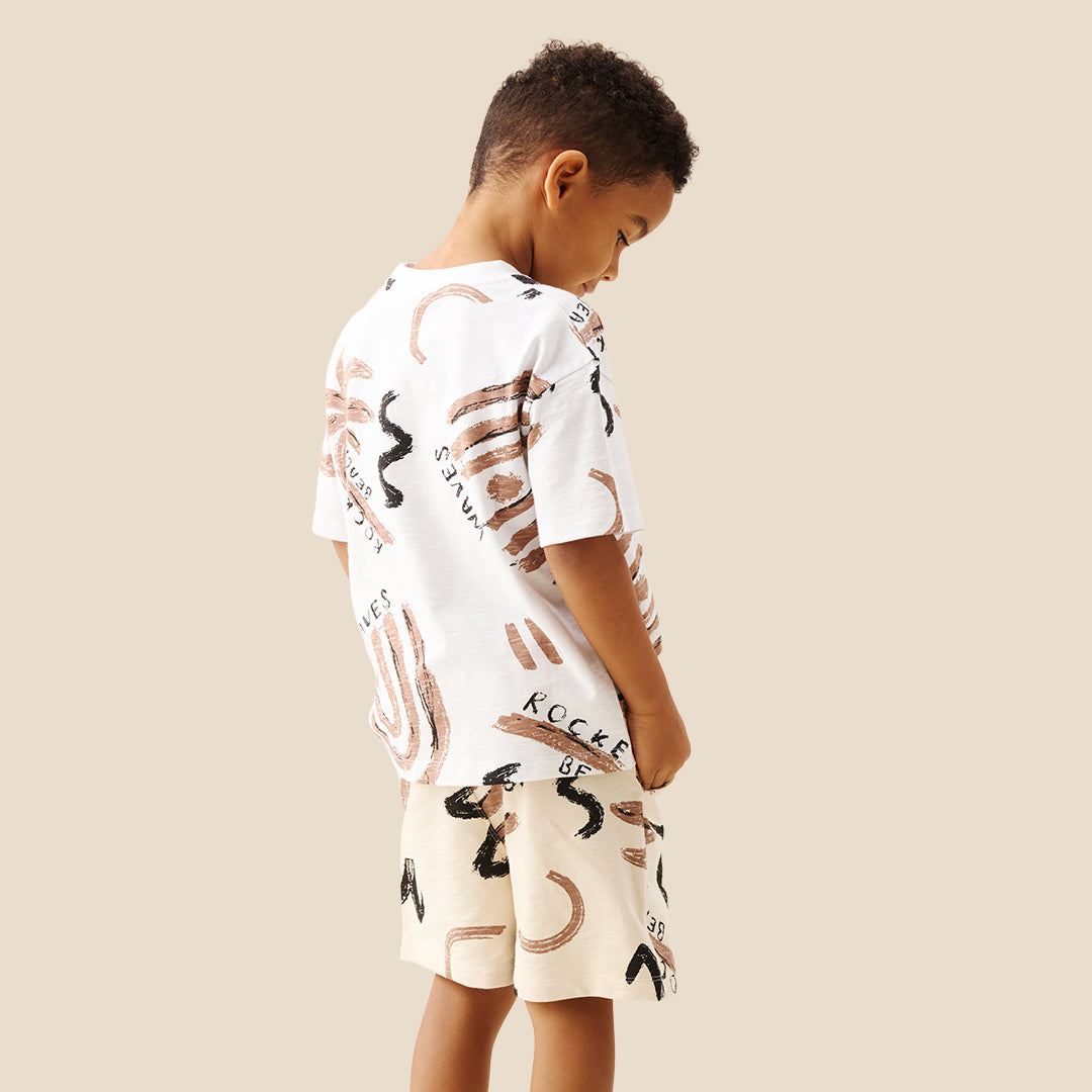 Kylo Oversized Palm Print T-Shirt & Short Set - Angel & Rocket