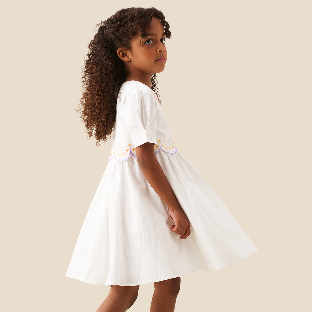 Gabby Floral Embroidered Dress - Angel & Rocket