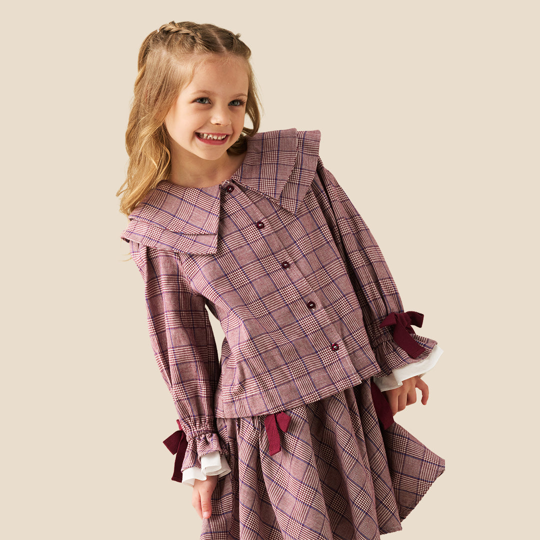Clara Double Collar Check Blouse