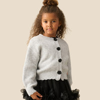 Elory Scallop Sequin Rose Knitted Cardigan