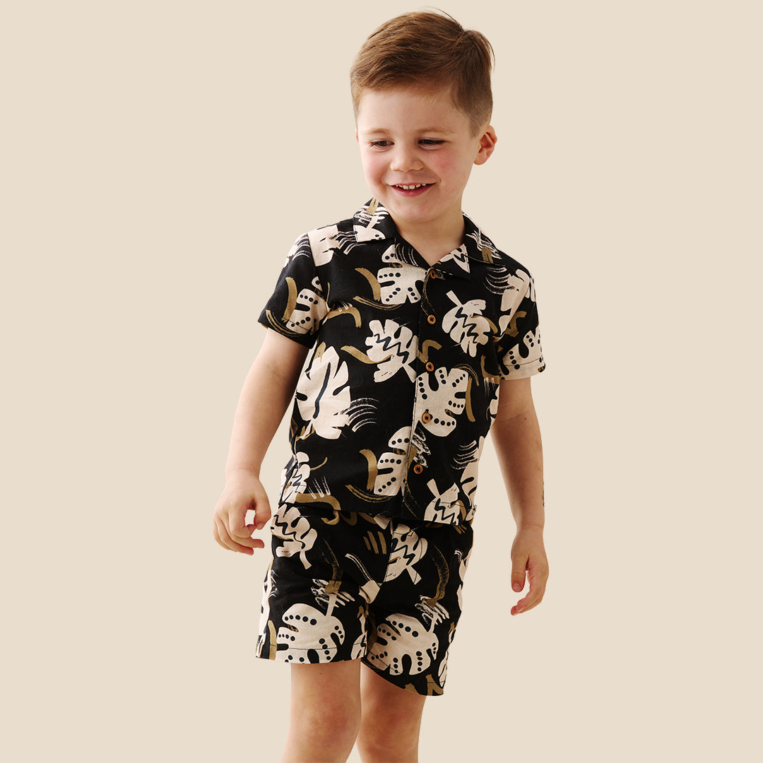 Finn Palm Leaf Print Ss Shirt - Angel & Rocket