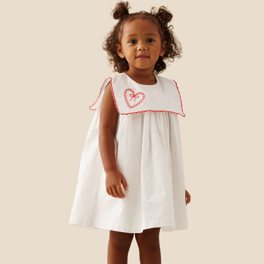 Betty Scalloped Collar Embroidered Dress - Angel & Rocket