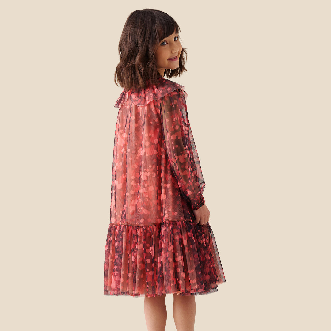 Girls Printed Orange Dresses