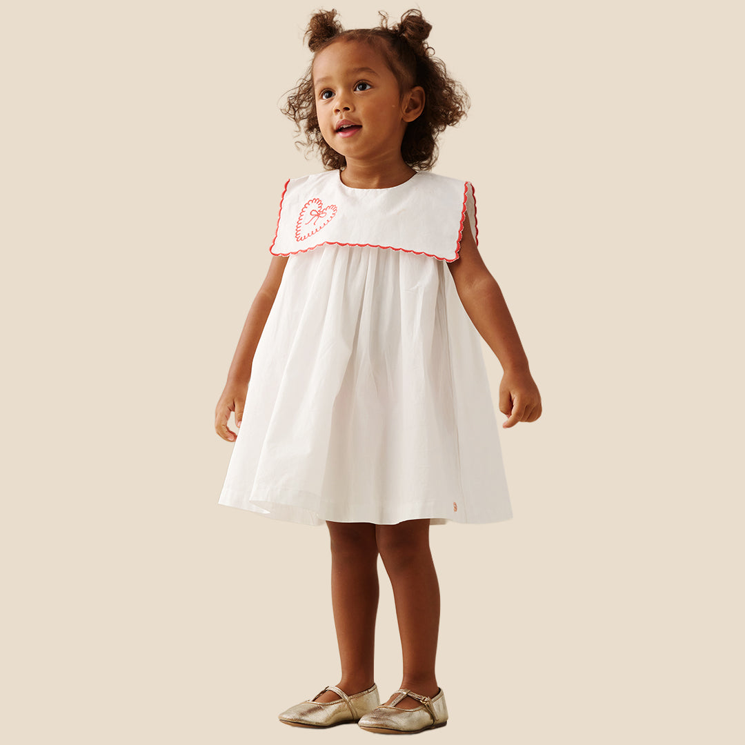 Betty Scalloped Collar Embroidered Dress - Angel & Rocket