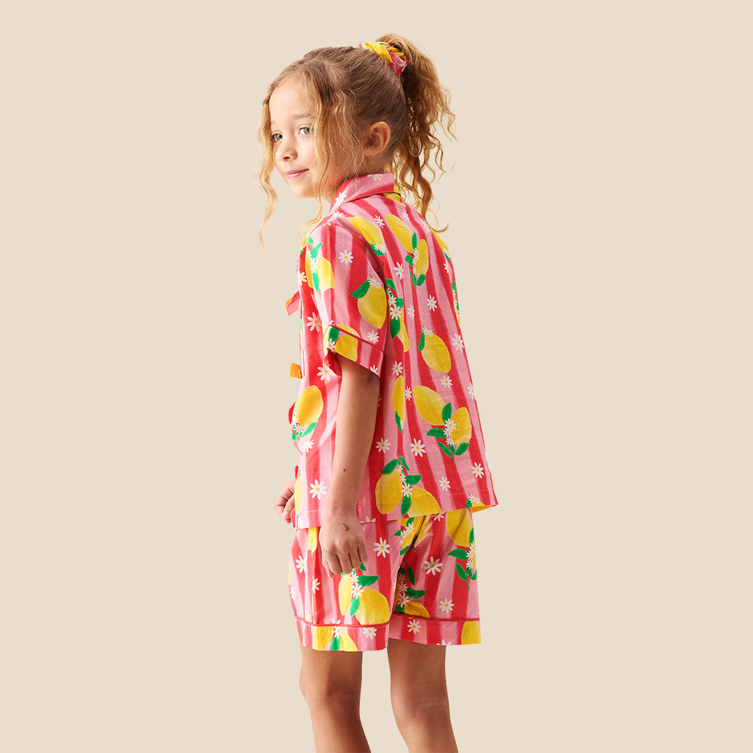 Capri Lemon Print Shirt & Short PJs - Angel & Rocket