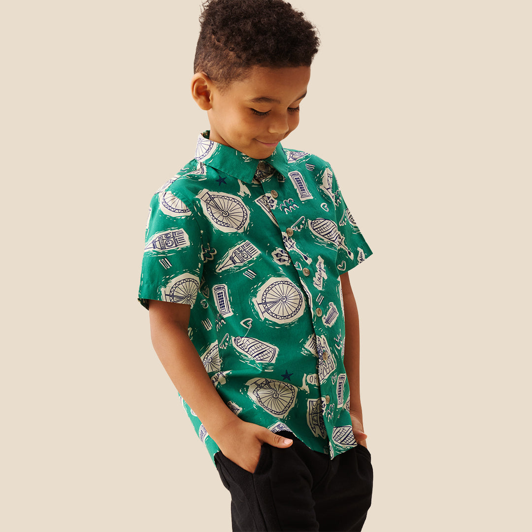 Damien City Print Shirt - Angel & Rocket