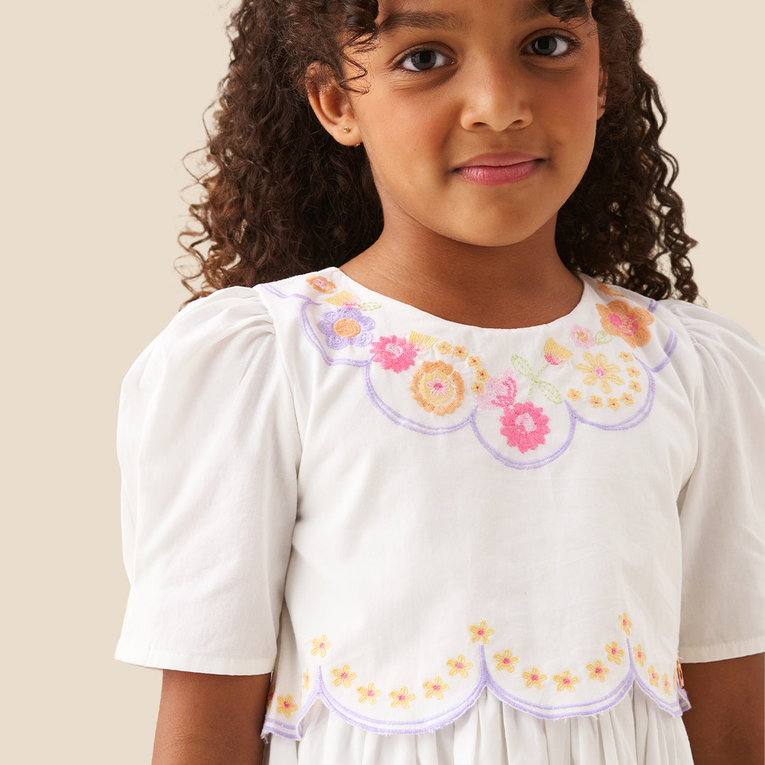 Gabby Floral Embroidered Dress - Angel & Rocket