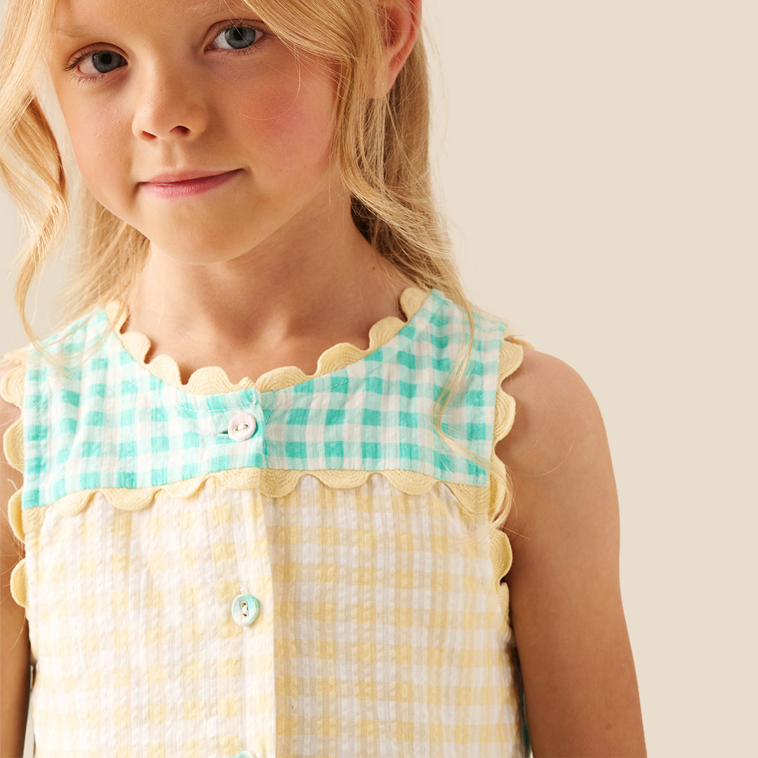 Ginny Pastel Gingham Bow Waist Dress - Angel & Rocket