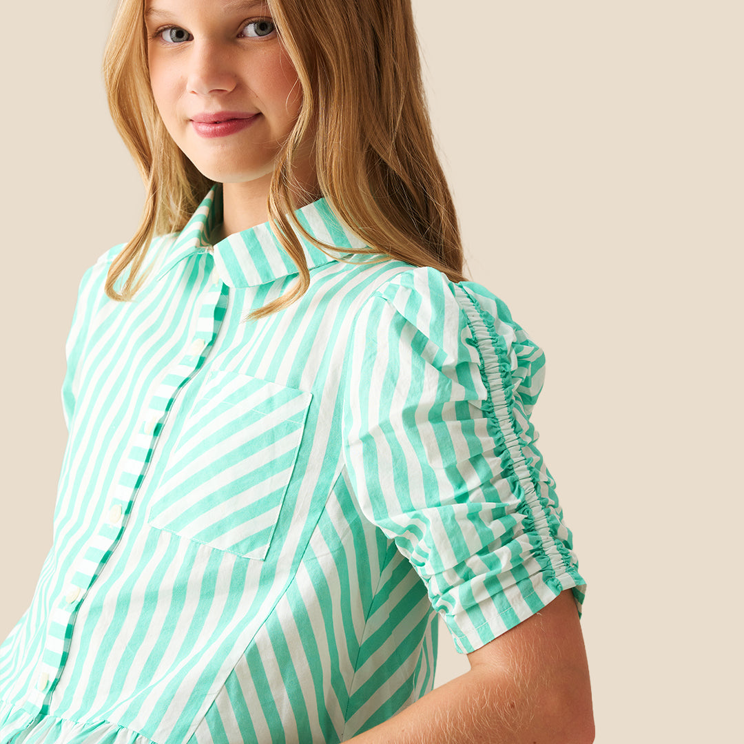 Sammie Stripe Ruffle Hem Shirt - Angel & Rocket