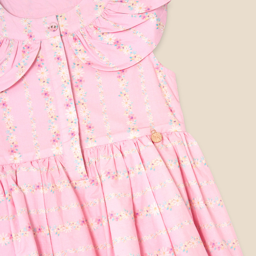 Ellery Floral Stripe Petal Collar Dress - Angel & Rocket