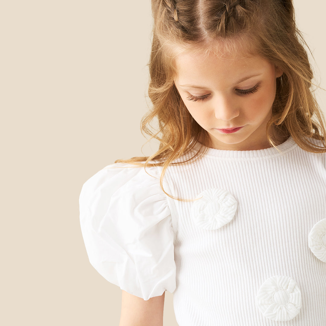 Girls Solid White T-shirts - Angel & Rocket