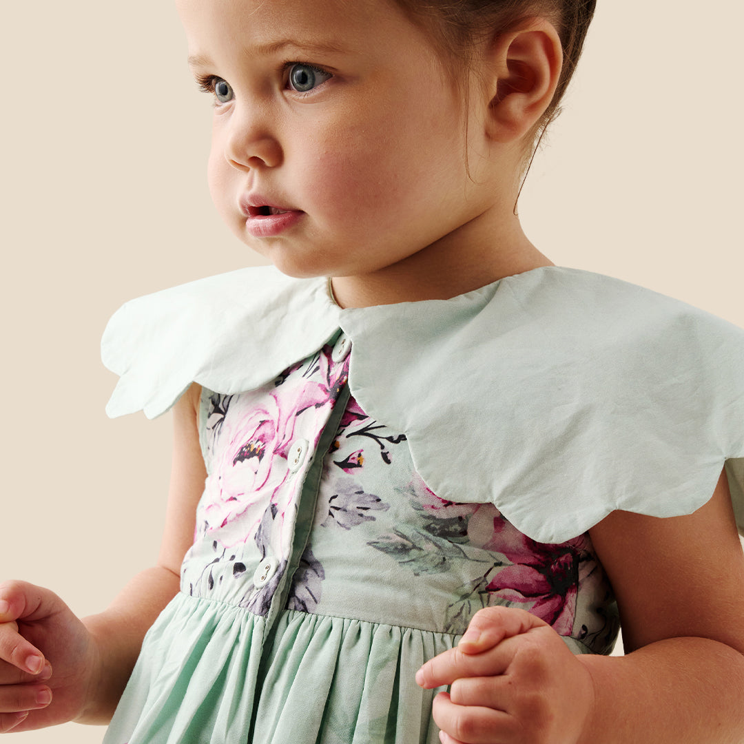 Sybil Mint Scalloped Collar Dress