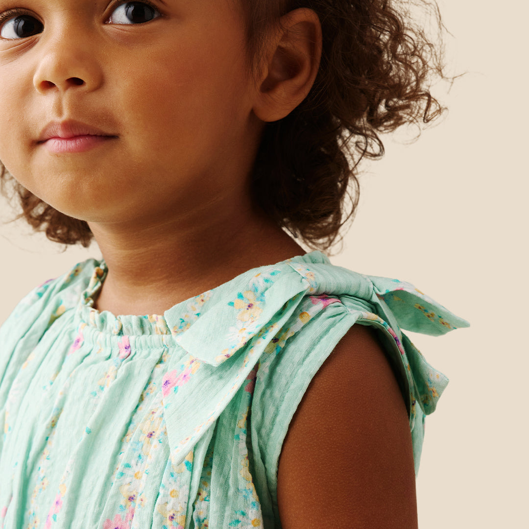 Gianna Floral Stripe Bow Shoulder Dress - Angel & Rocket