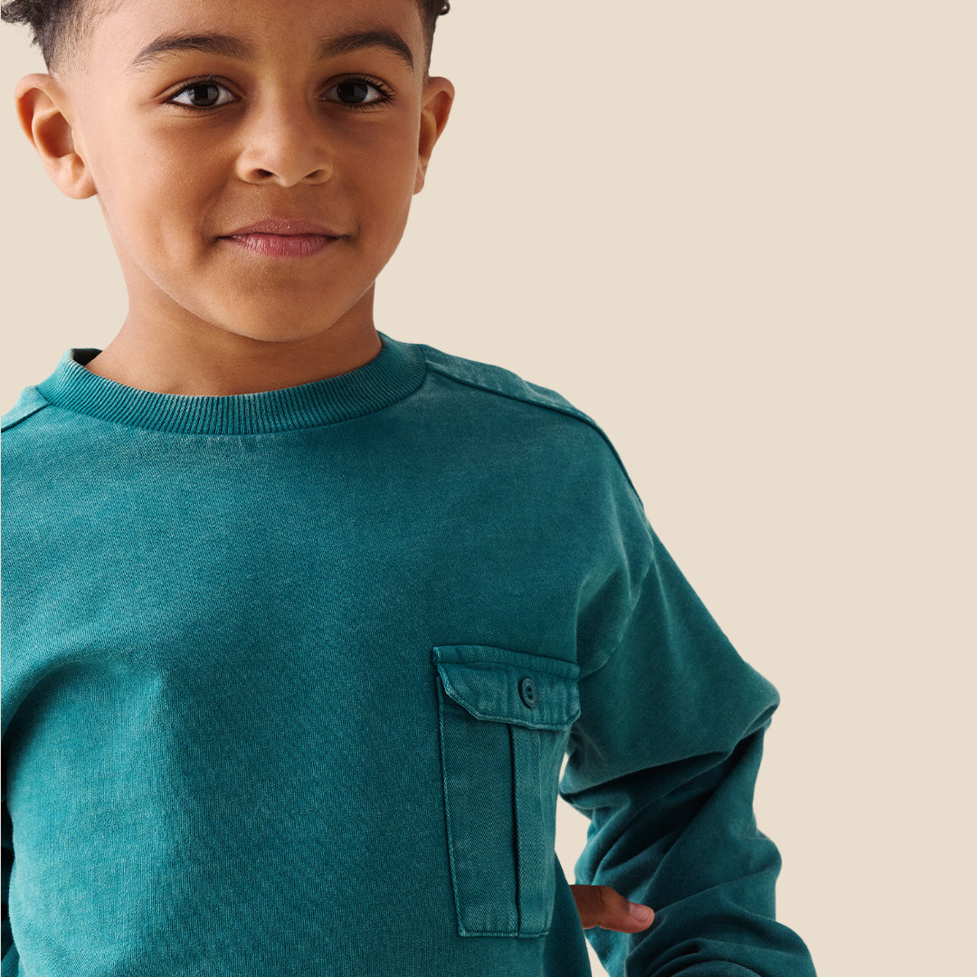 Boys Solid Blue Sweatshirts - Angel & Rocket