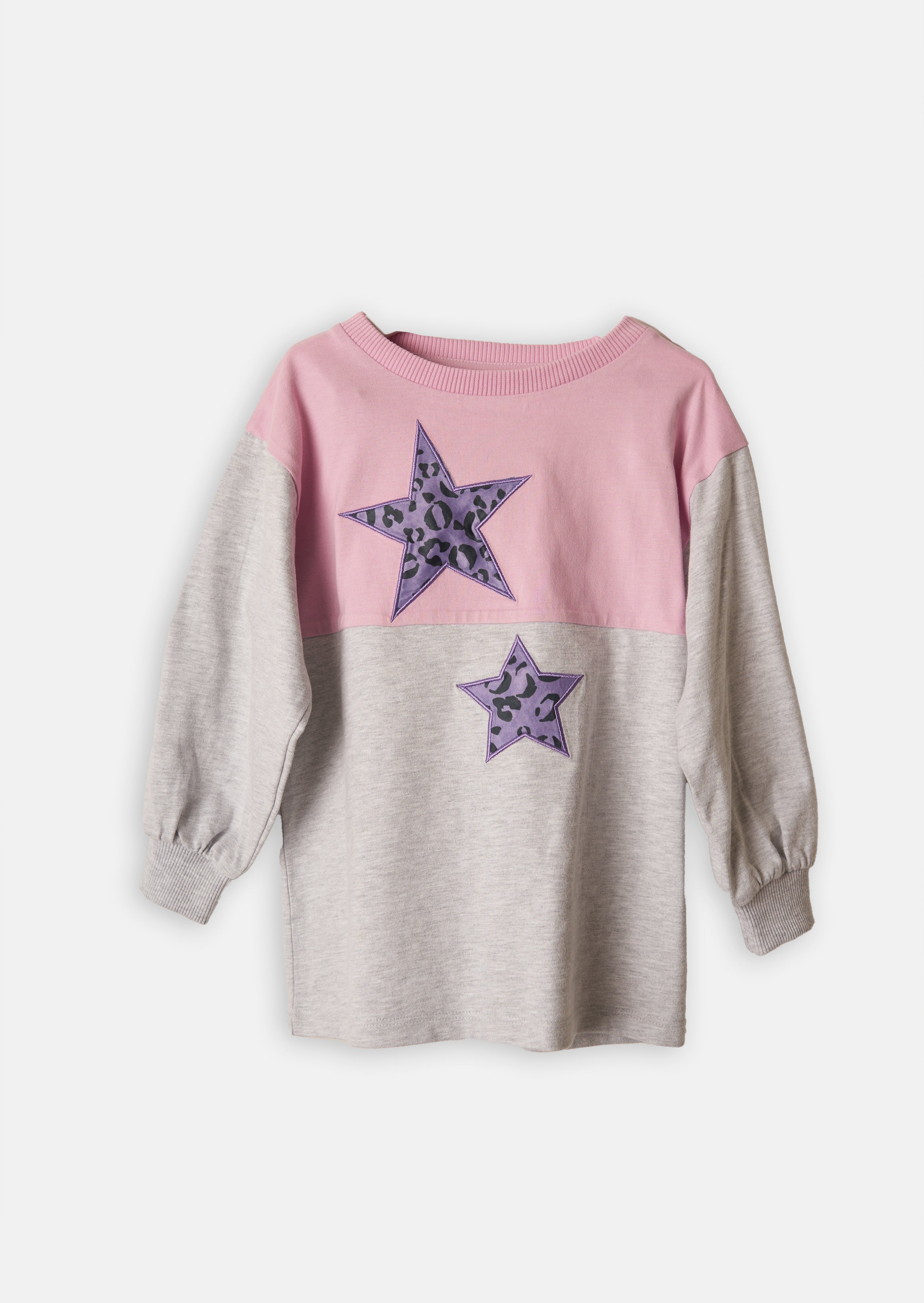 Girls Star Printed Grey Sweatshirt