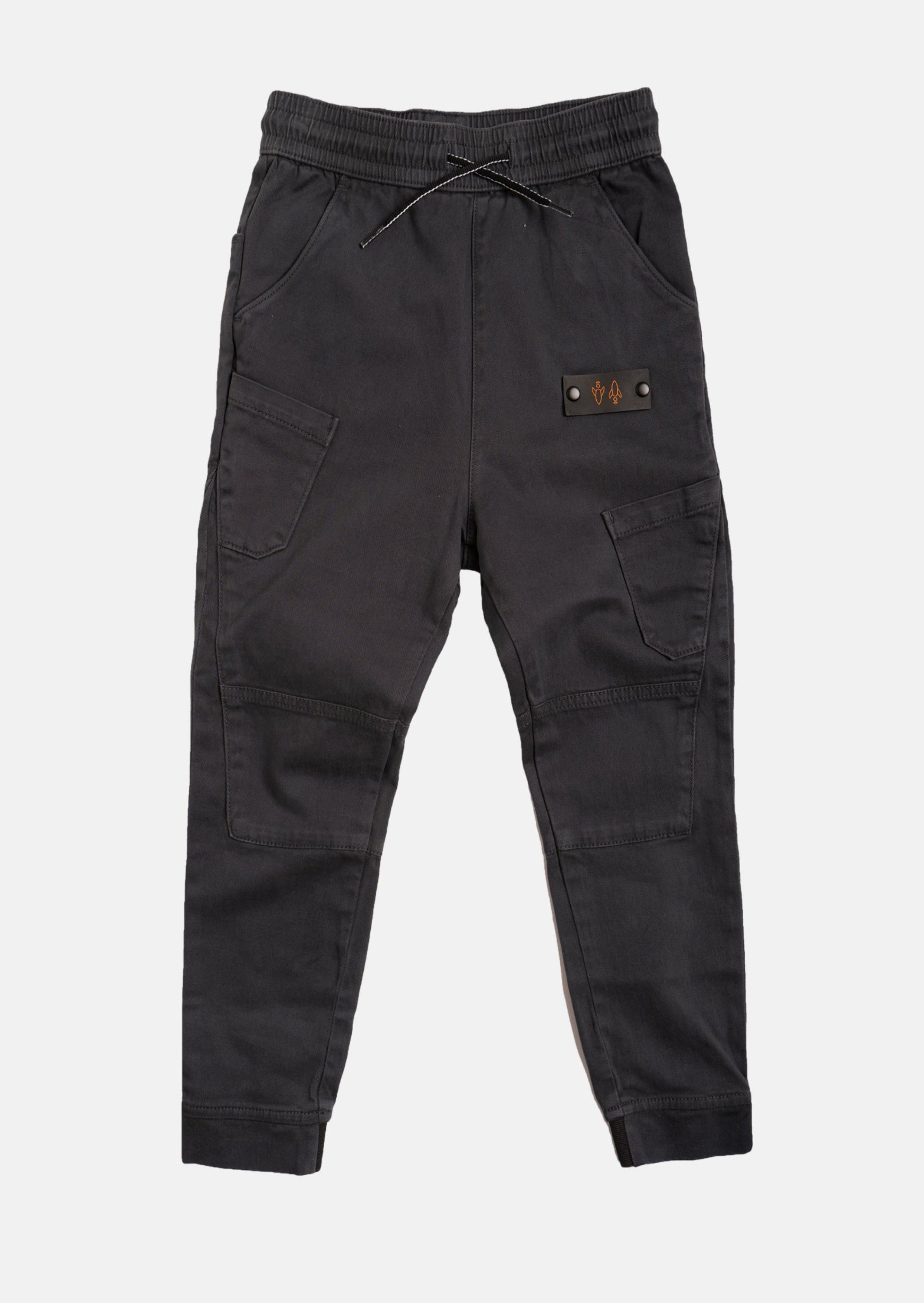 Boys Solid Blue Cargo Joggers