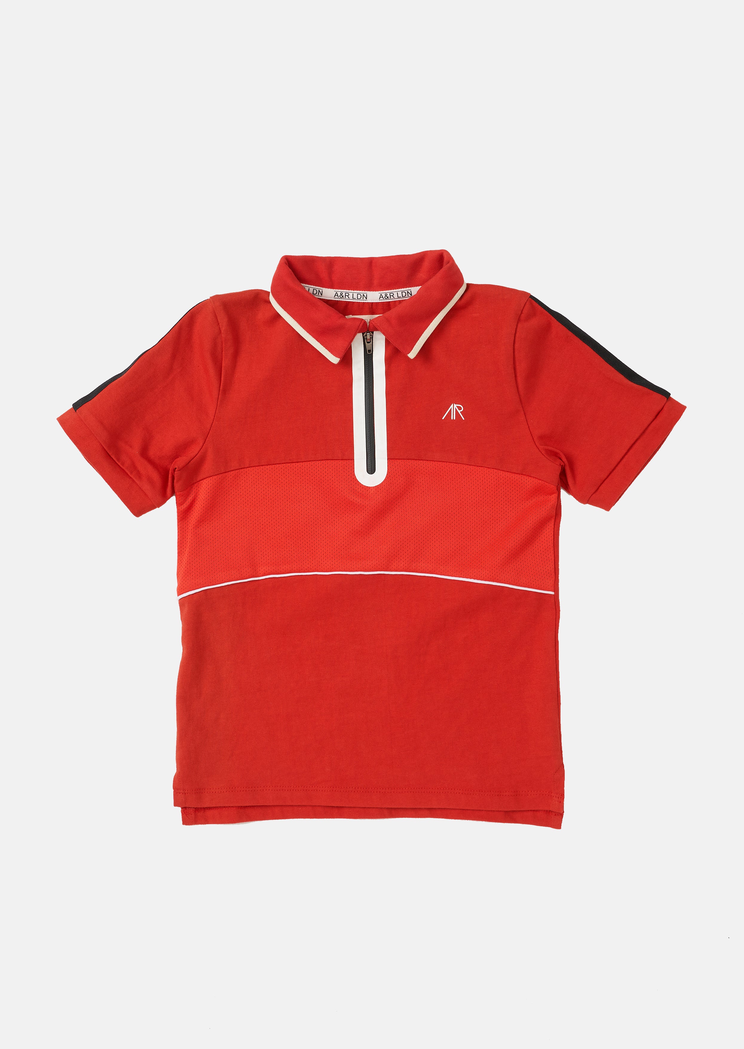 Boys Sporty Polo Collar Red T-Shirt
