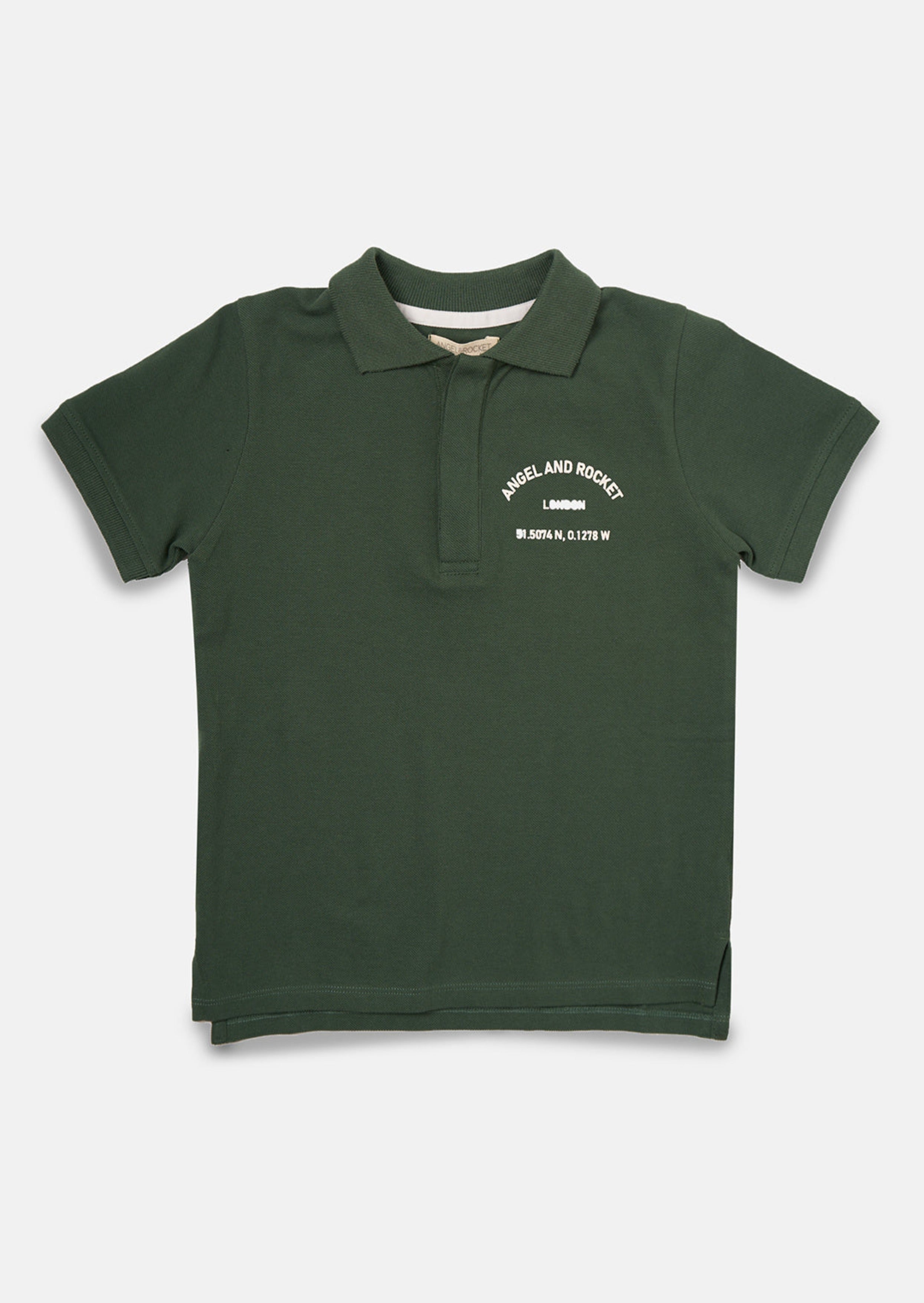 Boys Green Sude Stripe Polo Collar Cotton T-Shirt