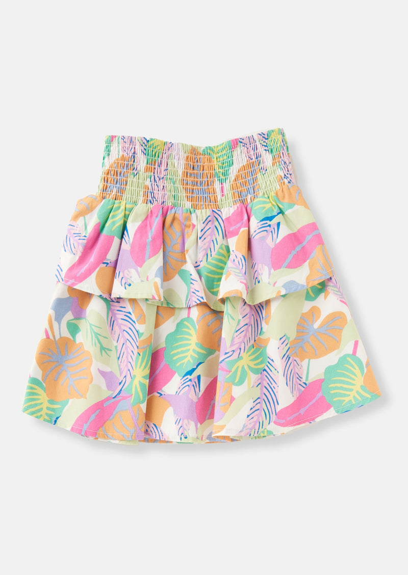 Girls Tropical Leaf Printed Cotton Skirt