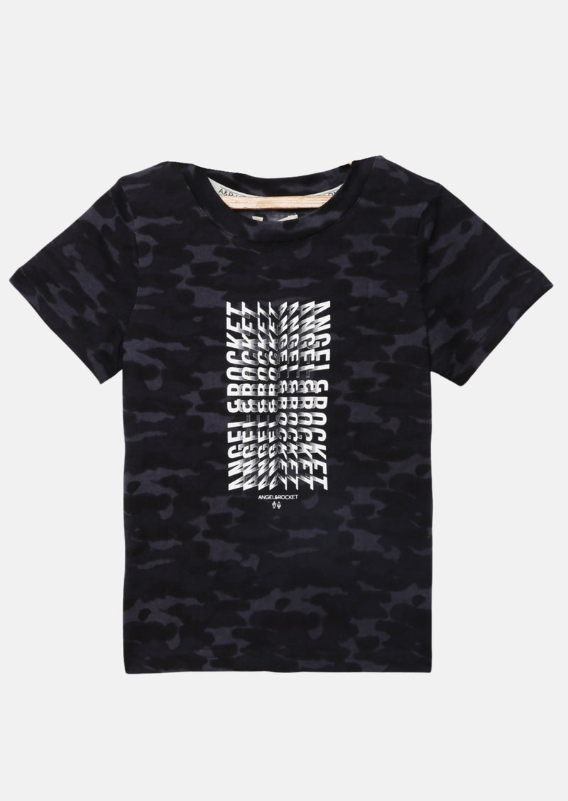 Boys Navy Digital Printed Graphic T-Shirt