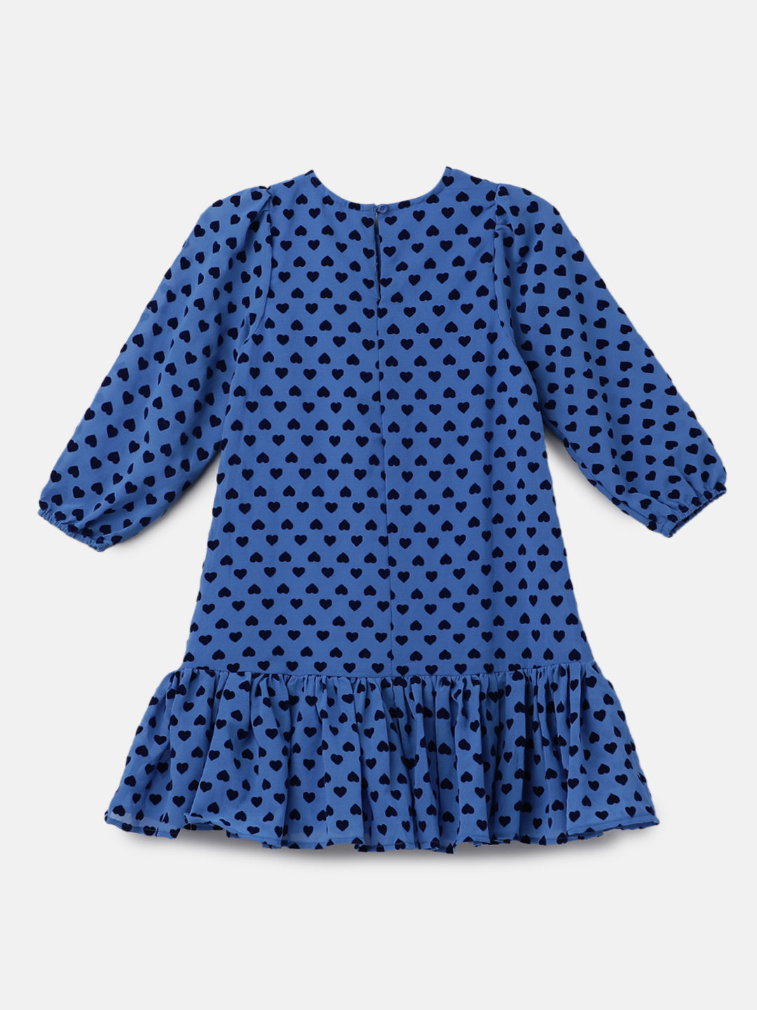 Girls Heart Printed Casual Blue Dress