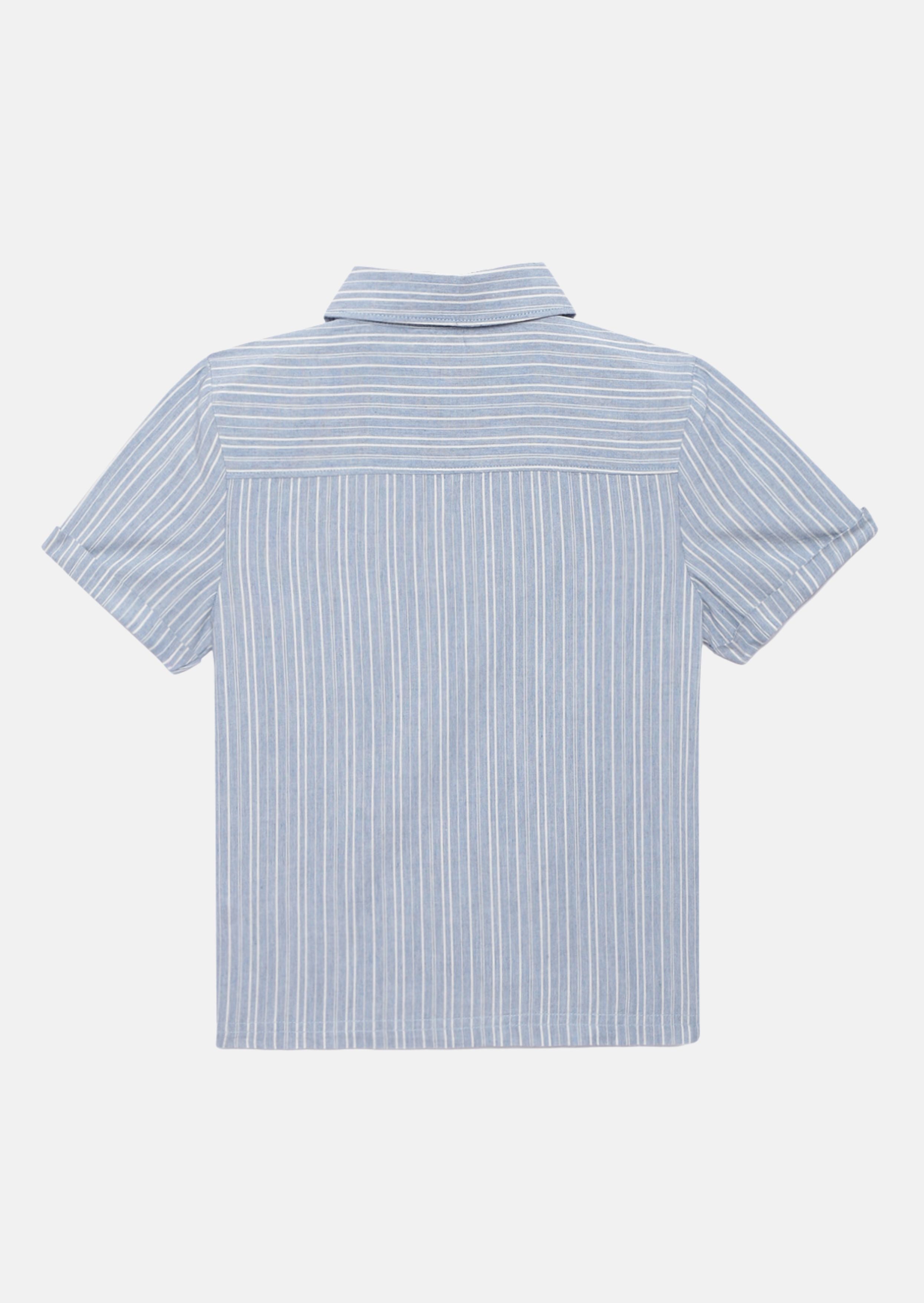 Boys Blue Striped Half Sleeves Smart Shirt