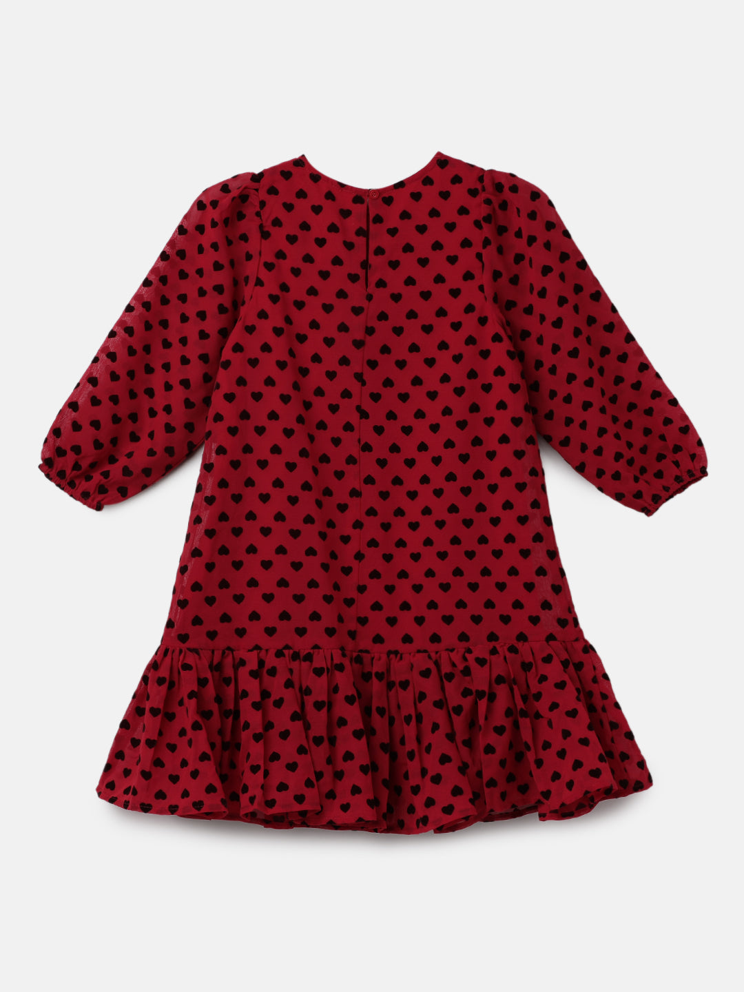 Girls Heart Printed Casual Red Dress