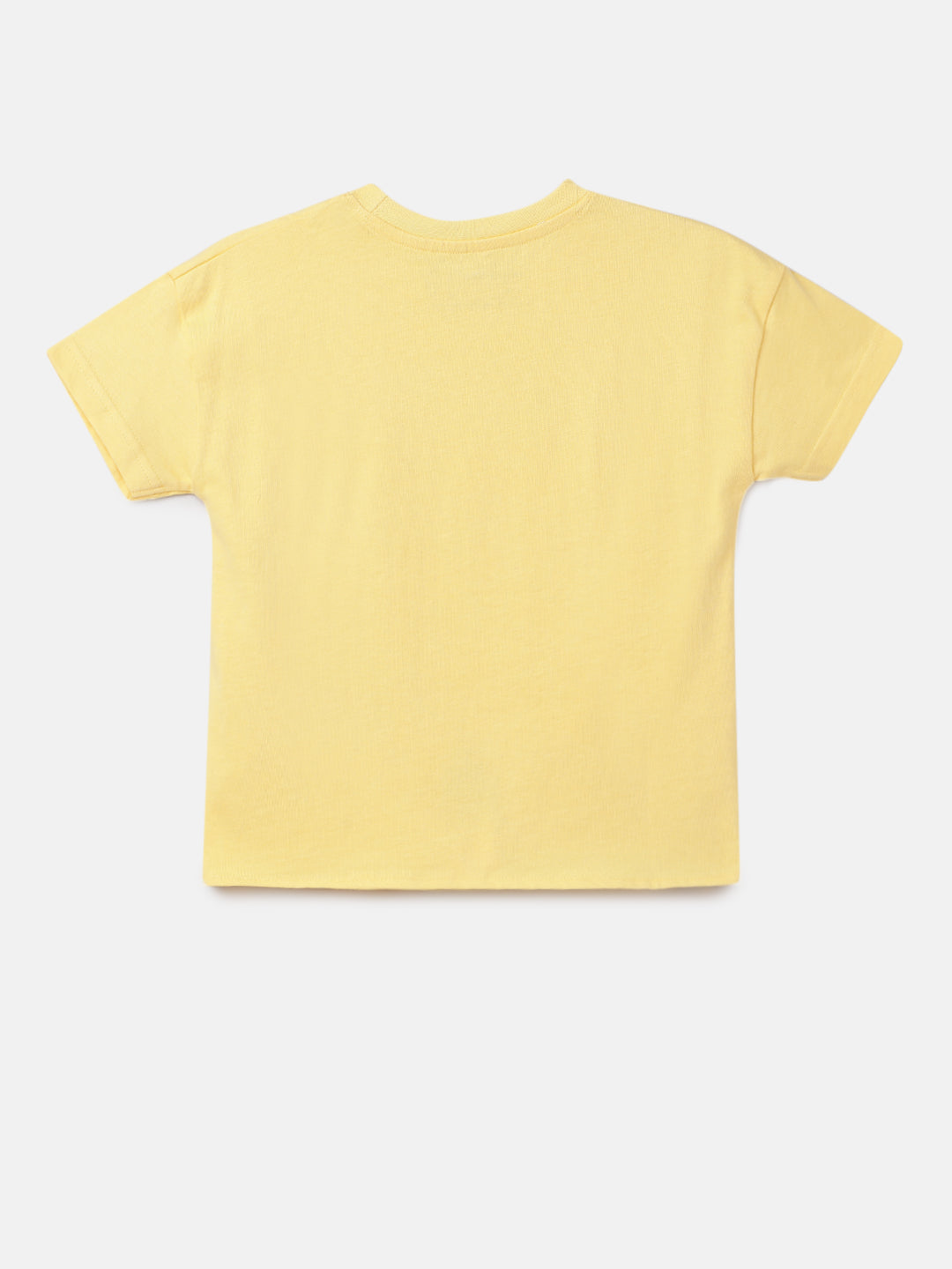 Girls Printed Smart Tie Front Yellow T-Shirt