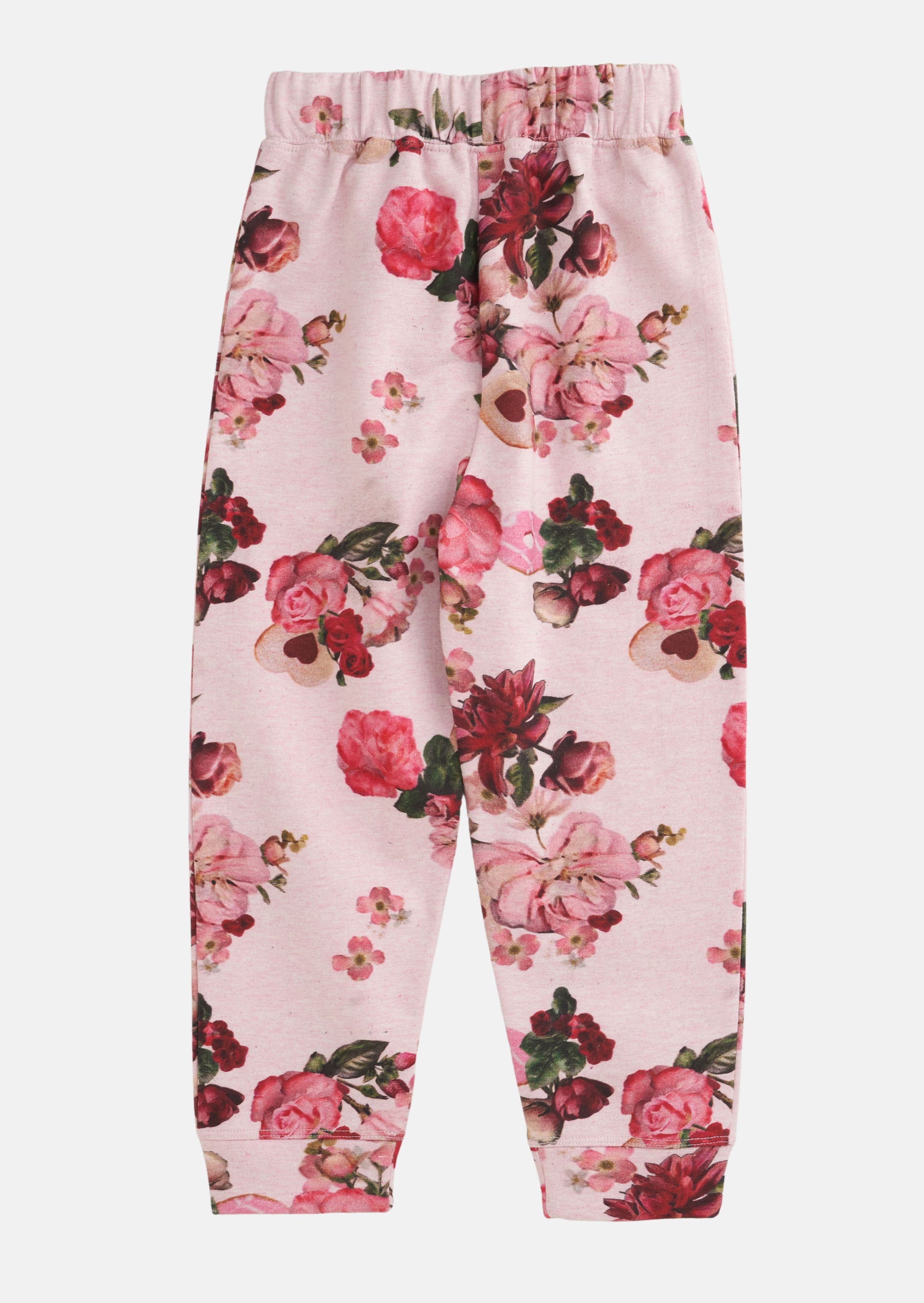 Girls Floral Printed Pink Joggers
