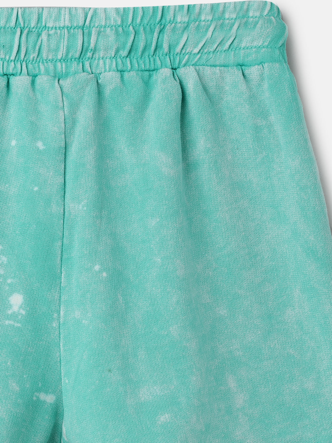 Girls Acid Wash Solid Peacock Green Shorts