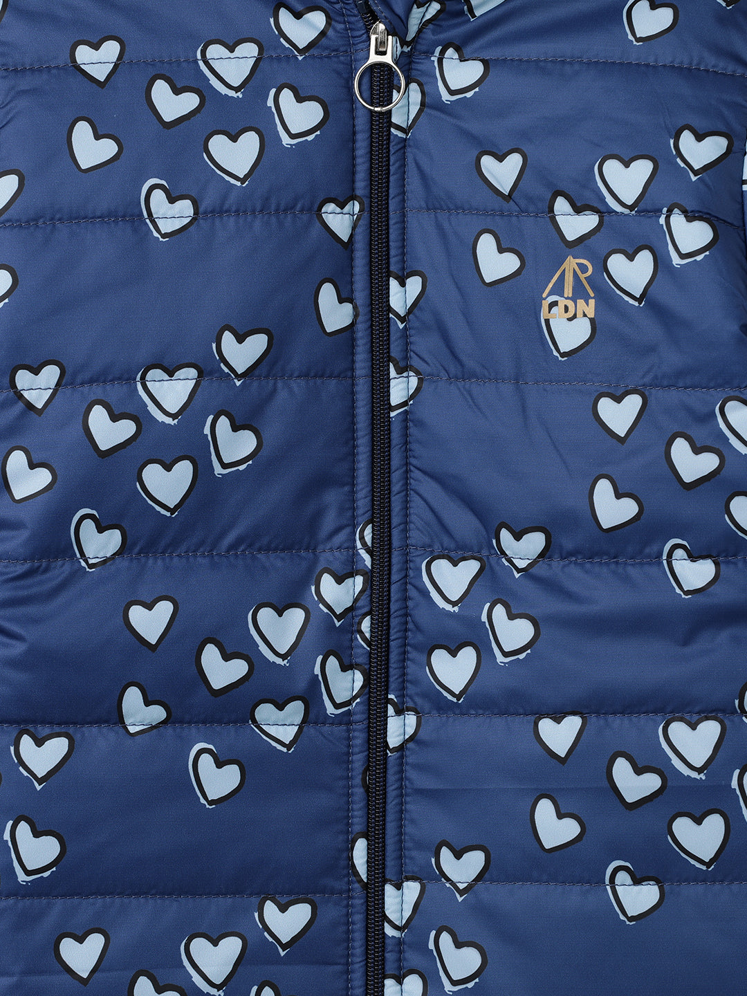Girls Heart Printed Blue Jacket with Hood