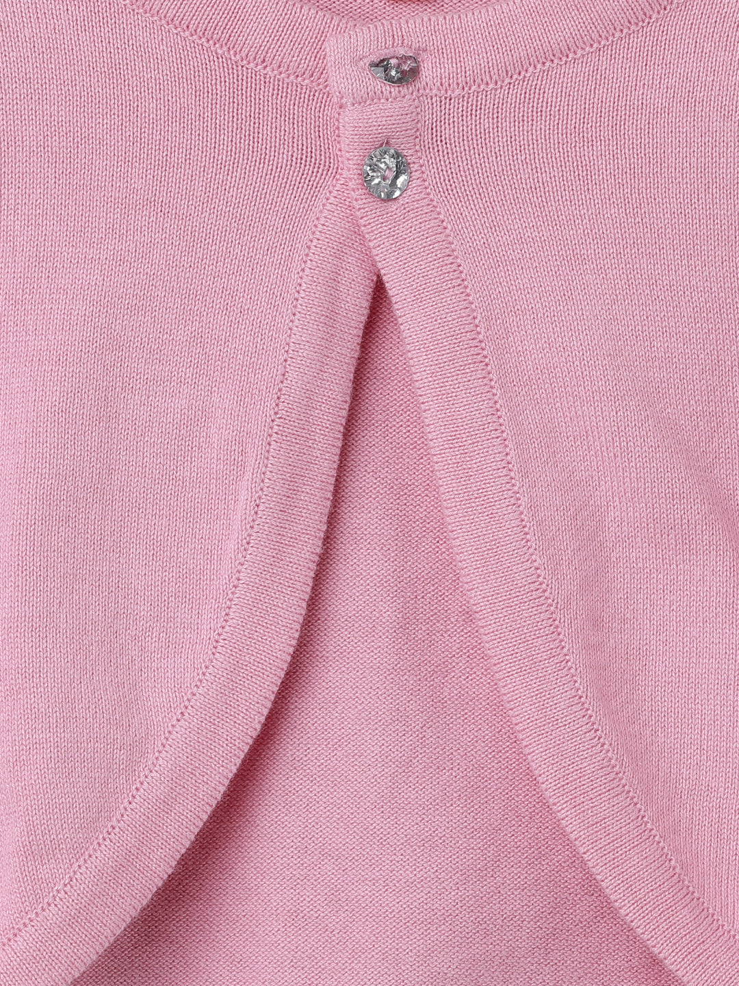 Girls Pink Full Sleeves Cotton Shrug