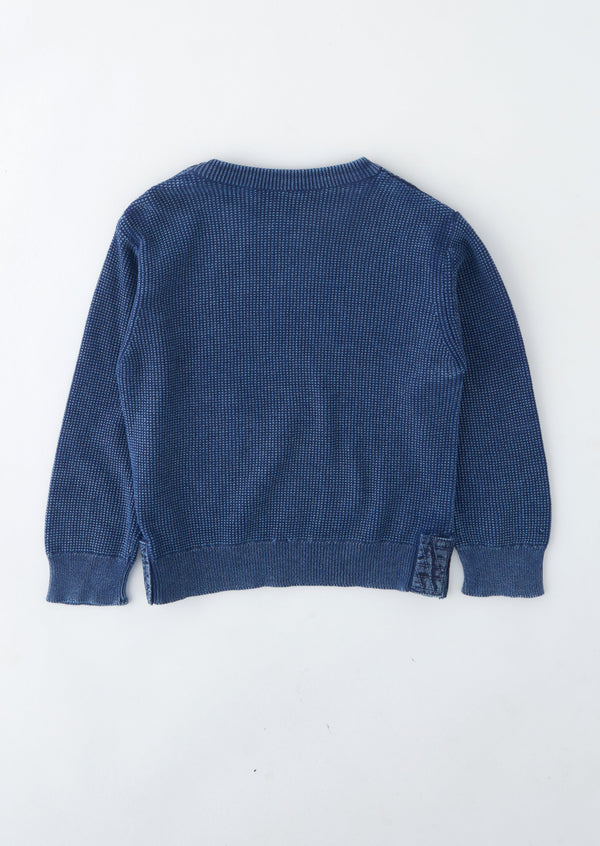 Baby Boy Rocket Embroidered Blue Sweater